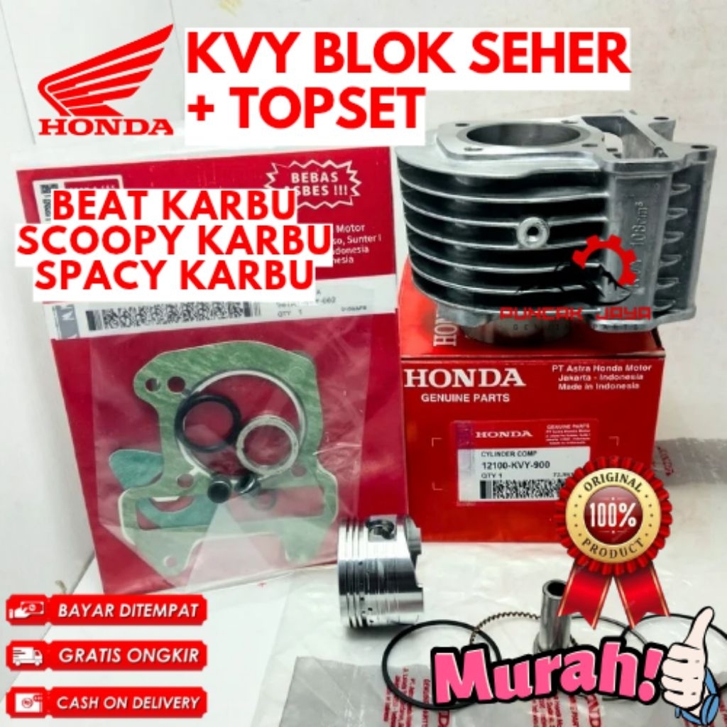 BLOK SEHER + TOPSET ORIGINAL HONDA KODE KVY BLOK SEHER + TOPSET BEAT KARBU, BLOK SEHER + TOPSET SCOO