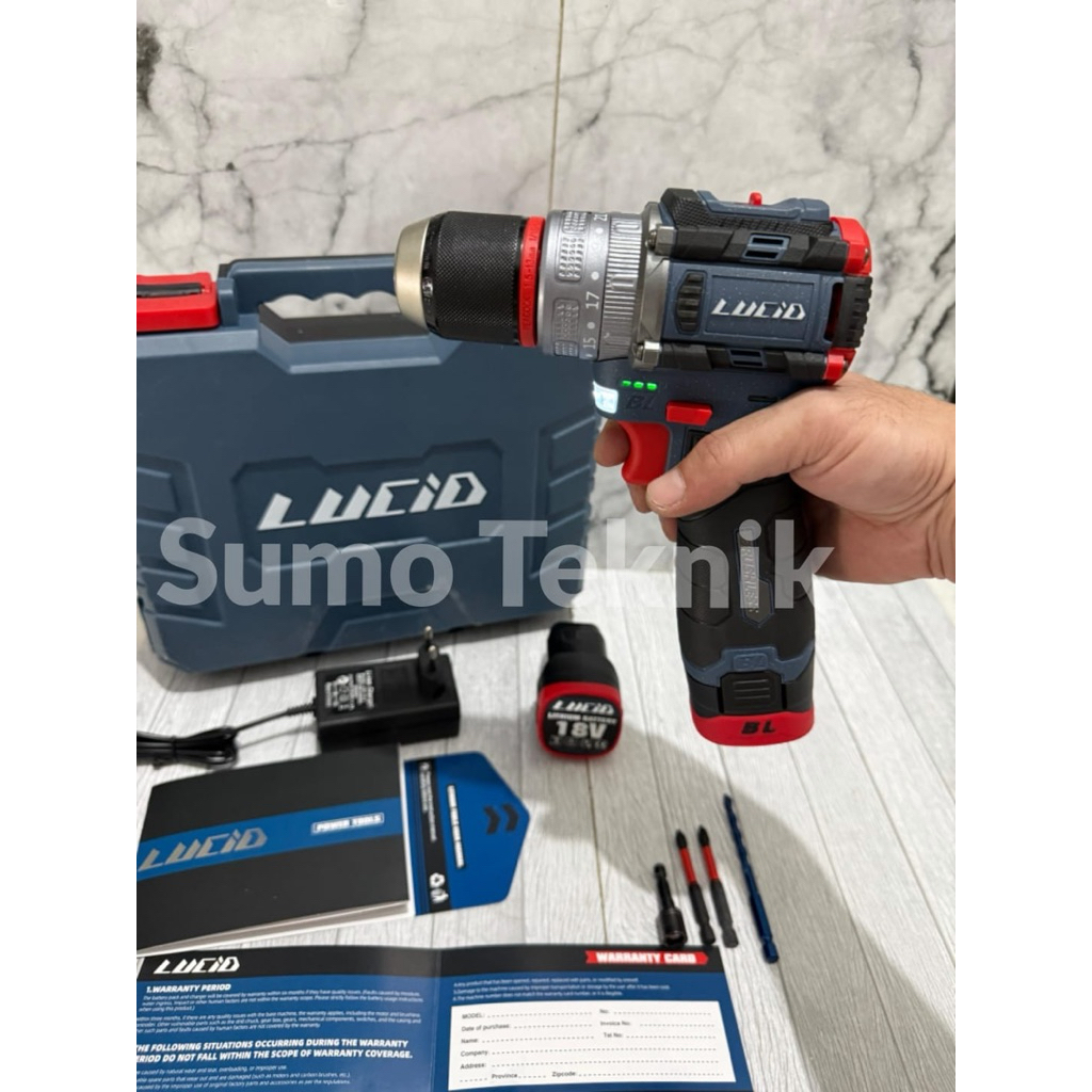 Lucid Lx50 Cordless Drill 13Mm Lucid Lx-50 Bor Baterai 13Mm 18Volt 2 Baterai Co