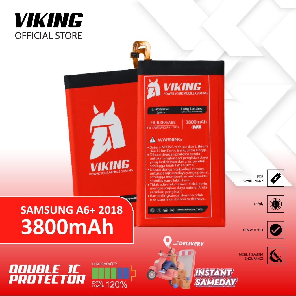 VIKING Baterai Samsung Galaxy A6 Plus 2018 - J8 Plus J805 Double Power