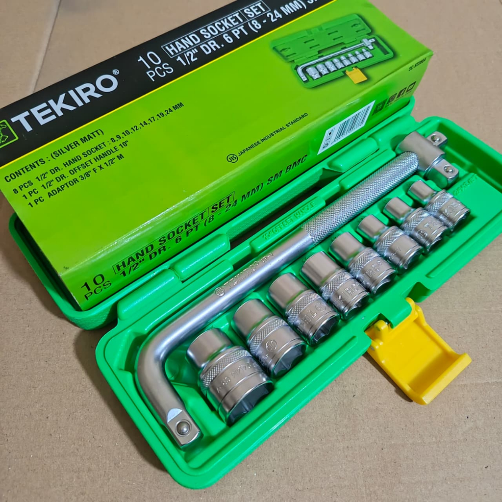 Kunci shock set tekiro original 10 pcs 8 sampai 24 mm 1/2 6pt / Kunci set lengkap tekiro