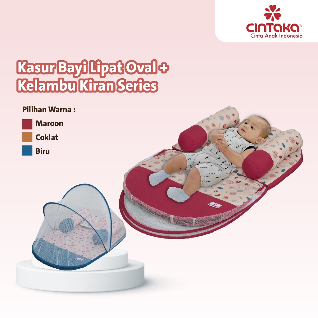 Cintaka Kasur Bayi Lipat Oval + Kelambu Kiran Series CBK3941