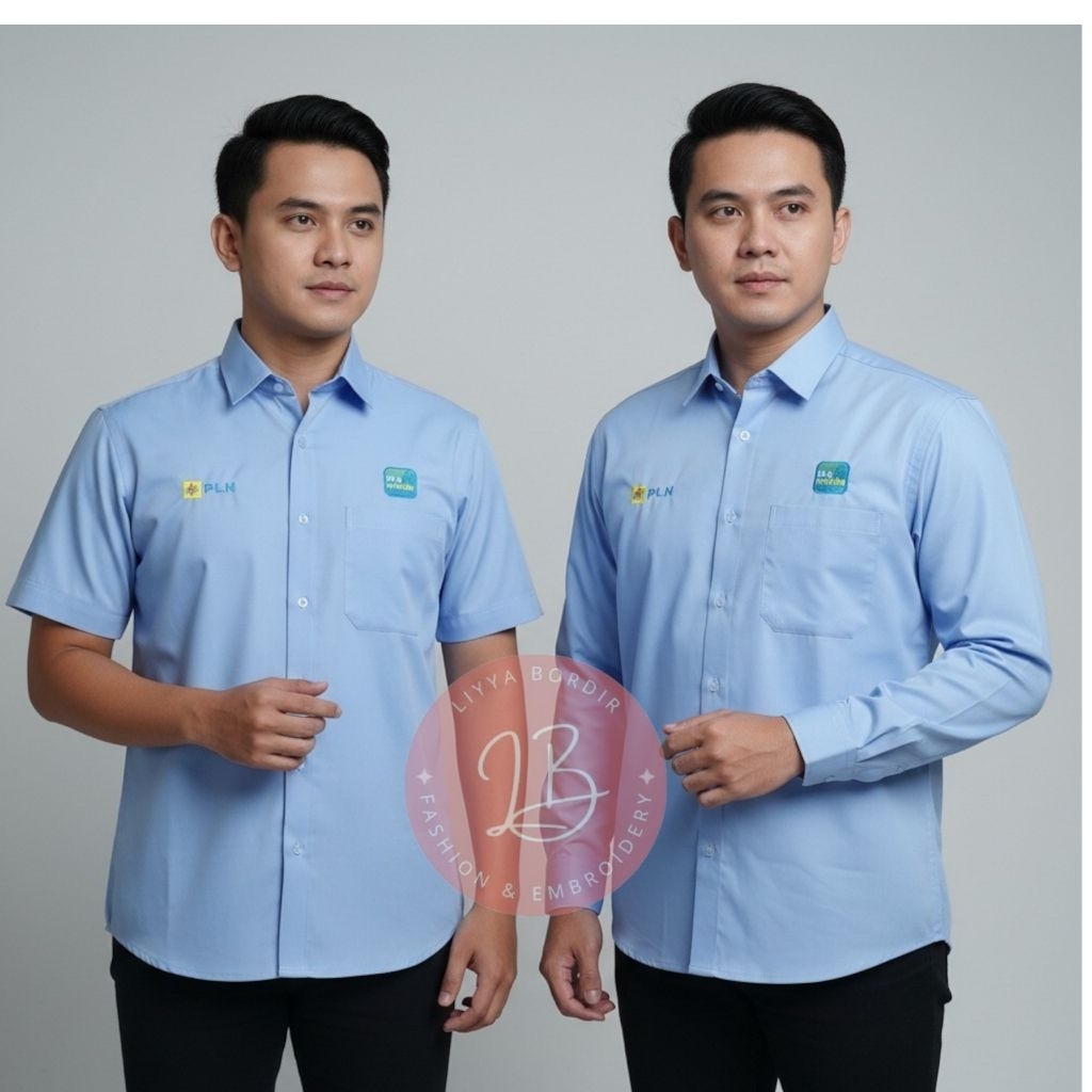 Kemeja Alisan PLN Mobile Kemeja Alisan PLN Biru Muda Bordir Komputer