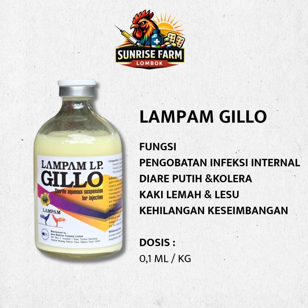 Lampam Gillo obat internal ayam hilang keseimbangan dan penyakit dalam lainnya