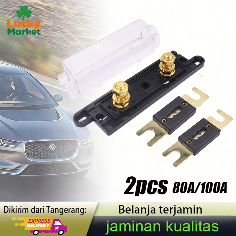 2pcs Sekring ANL Gold Plated Fuse Audio Mobil 80A 100A Sekring Audio Mobil Fuse Holder