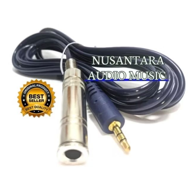 Kabel sambungan mic jack mini stereo 3.5mm to cover mic 6.5mm kabel antel berkualitas