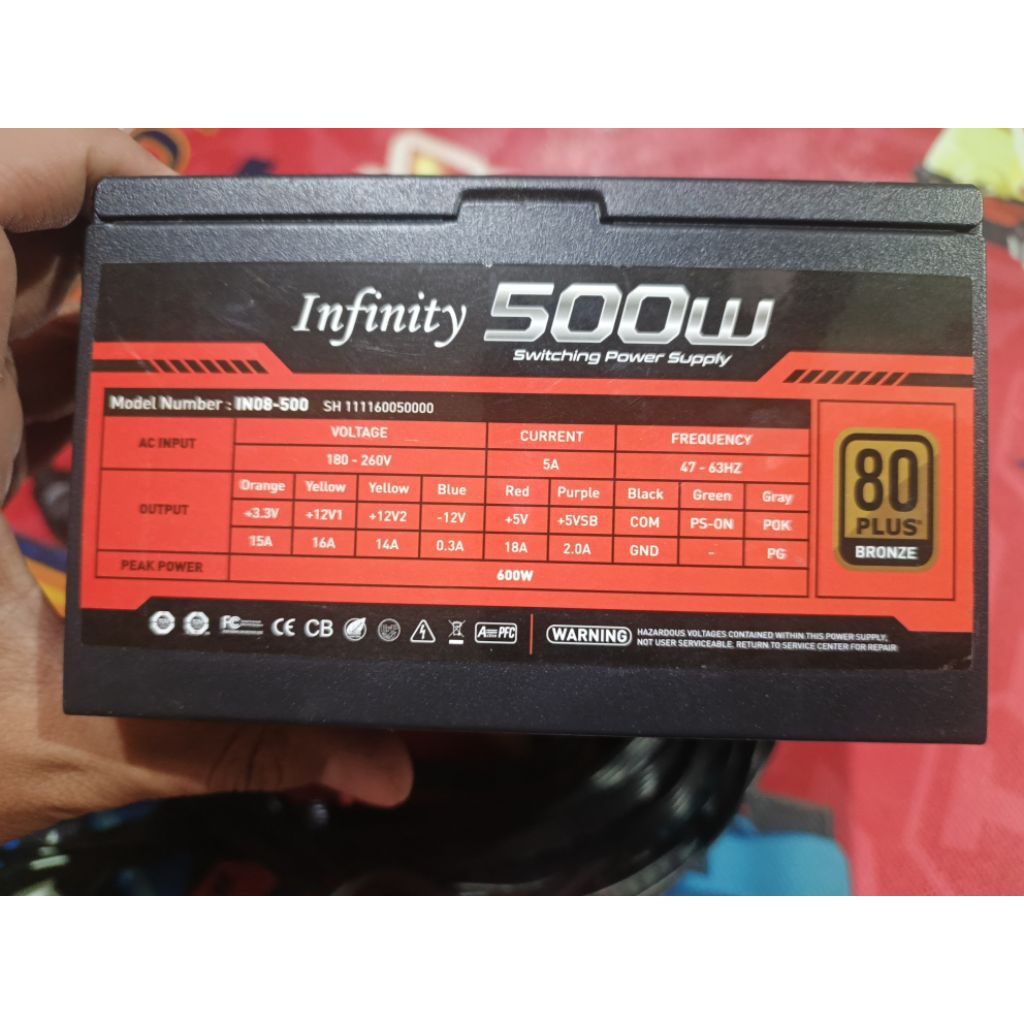 PSU INFINITY 500W 80+ Bronze (Bekas)