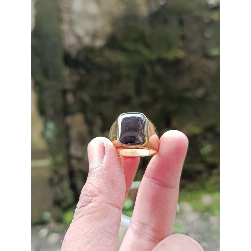 Cincin batu akik yaman Wulung kotak natural