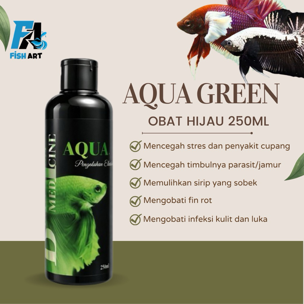 Fish Art • Obat Hijau Ikan Cupang Aqua Green 250ml Untuk Ikan Cupang Kuncup