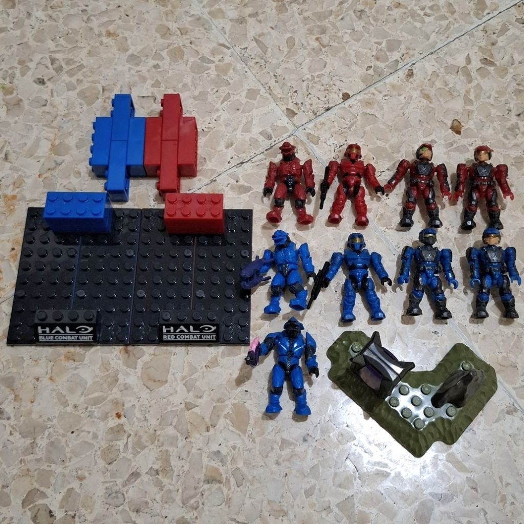 Take All murah rare Mega Bloks Halo Red & Blue Combat Unit Target Exclusive minifig figure Mega Cons