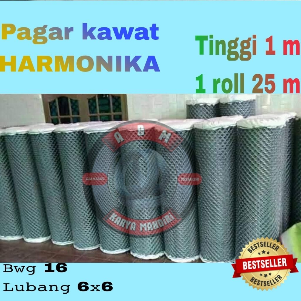Pagar Kawat Harmonika Galvanis Tinggi 1m Panjang 1 roll 25m (kokoh - kuat - terpercaya)