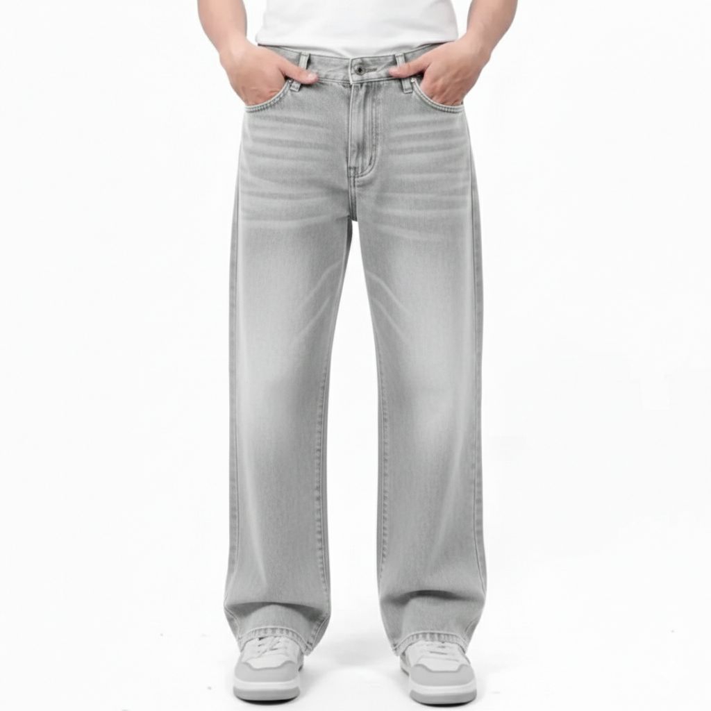 Celana Jeans Pria Baggy Pants Korean Style Oversize Straight Loose Washed Reguler Fit Trendy