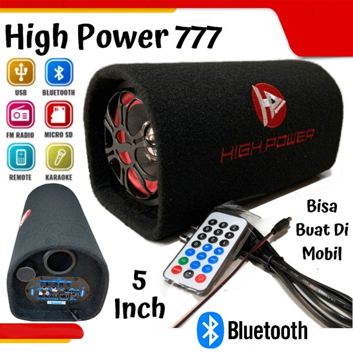High Power 777 Speaker Tabung Bluetooth 5 Inch High Power 777 Perfect Bass 15Watt Salon Mobil Blueto