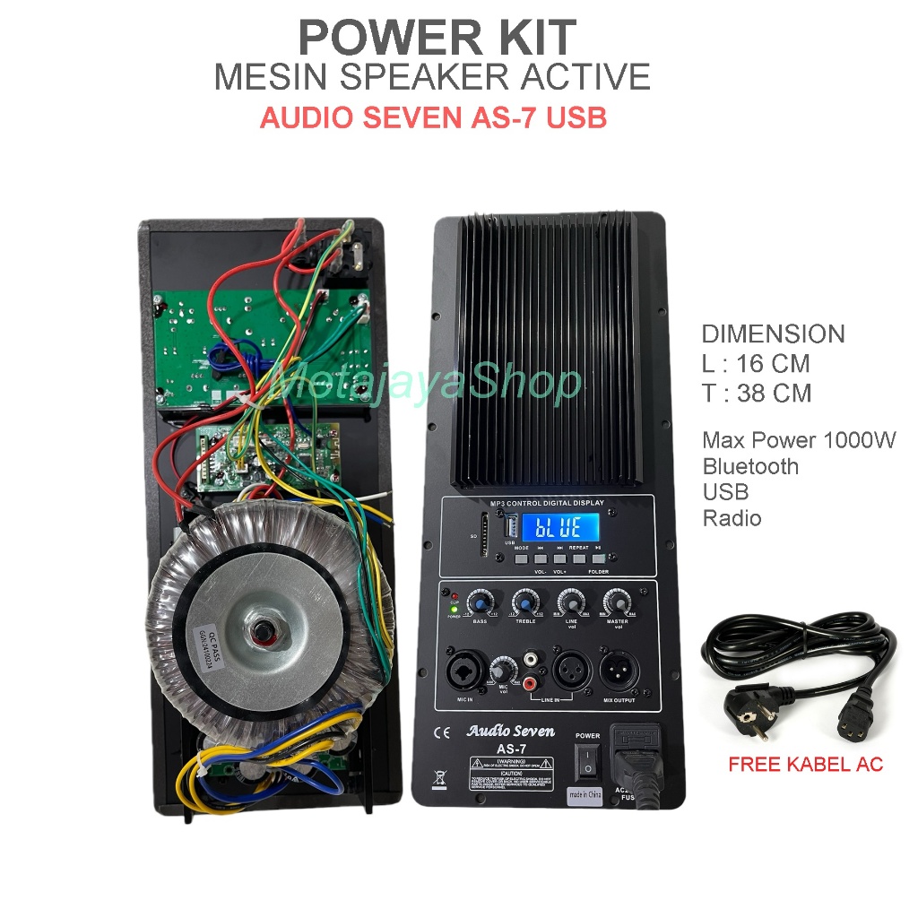 Power Kit - Mesin Active Speaker Audio Seven AS-7 1000W Bluetooth , USB - power kit AS 7