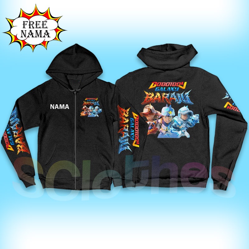 Jaket Hoodie Anak Unisex Jaket Anak Boboiboy Baraju Boboiboy Nova X Blizzard Custom Gratis Nama