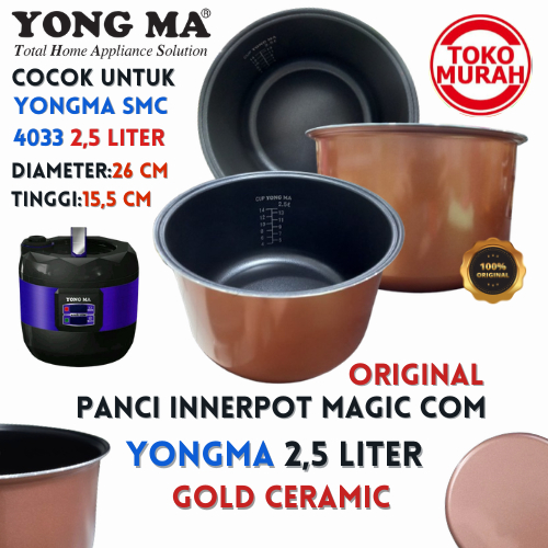Panci Teflon Inner Pot Magic Com YONG MA 2,5 LITER SMC 4033 Non Wing YONGMA Original