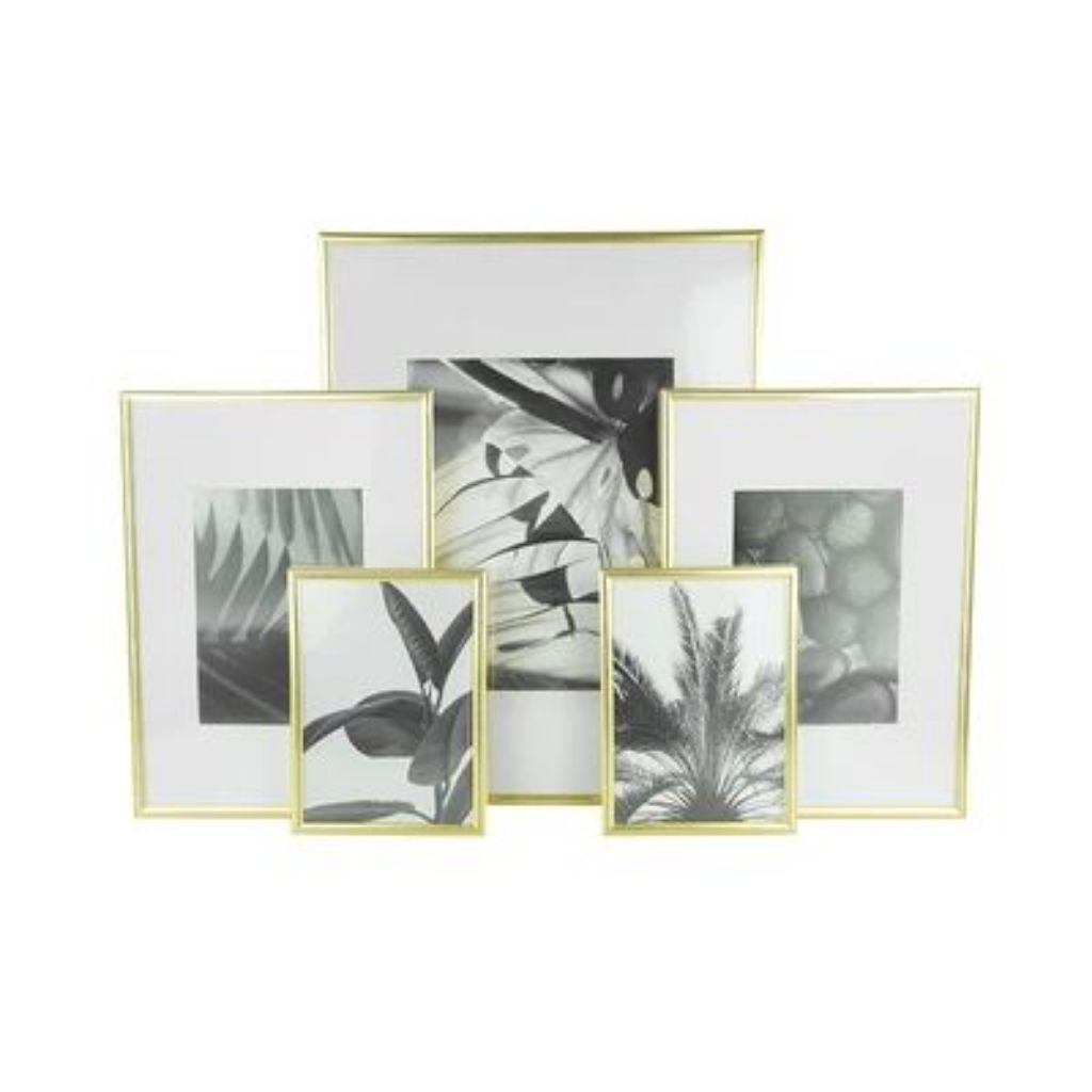 Frame Bingkai Foto 5in1 Kotak Aesthetic Gold Vintage Dinding Frame Kayu Frame Gold