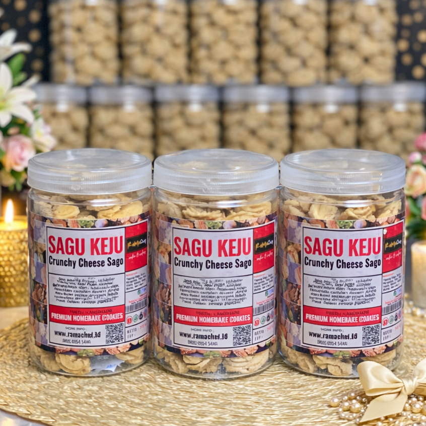 SAGU KEJU Premium Triple Cheese Edam Parmesan Cheddar Butter Wisman | Spesial Kue Kering Lebaran | Kemasan Hardtop 350gr & Jar 750ml by RaMaChef
