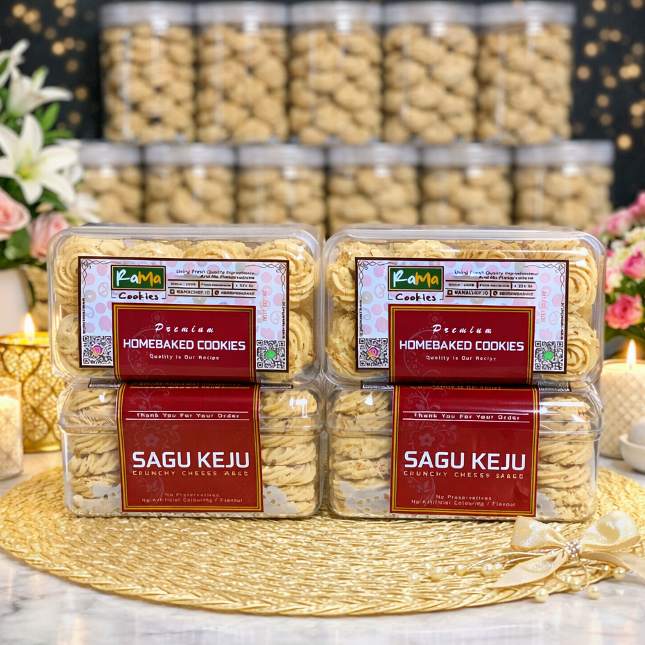 SAGU KEJU Premium Triple Cheese Edam Parmesan Cheddar Butter Wisman | Spesial Kue Kering Lebaran | Kemasan Hardtop 350gr & Jar 750ml by RaMaChef