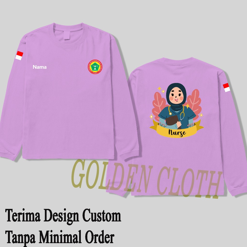 Baju Kaos Perawat NURSE Custom Nama lengan panjang | Baju Distro Custom Perawat