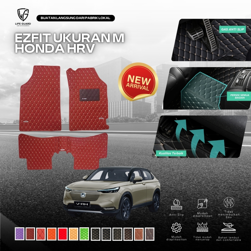 Lifeguard Ezfit 2 Baris Karpet Mobil Honda HRV 2016-2021 Aksesoris Mobil  2D