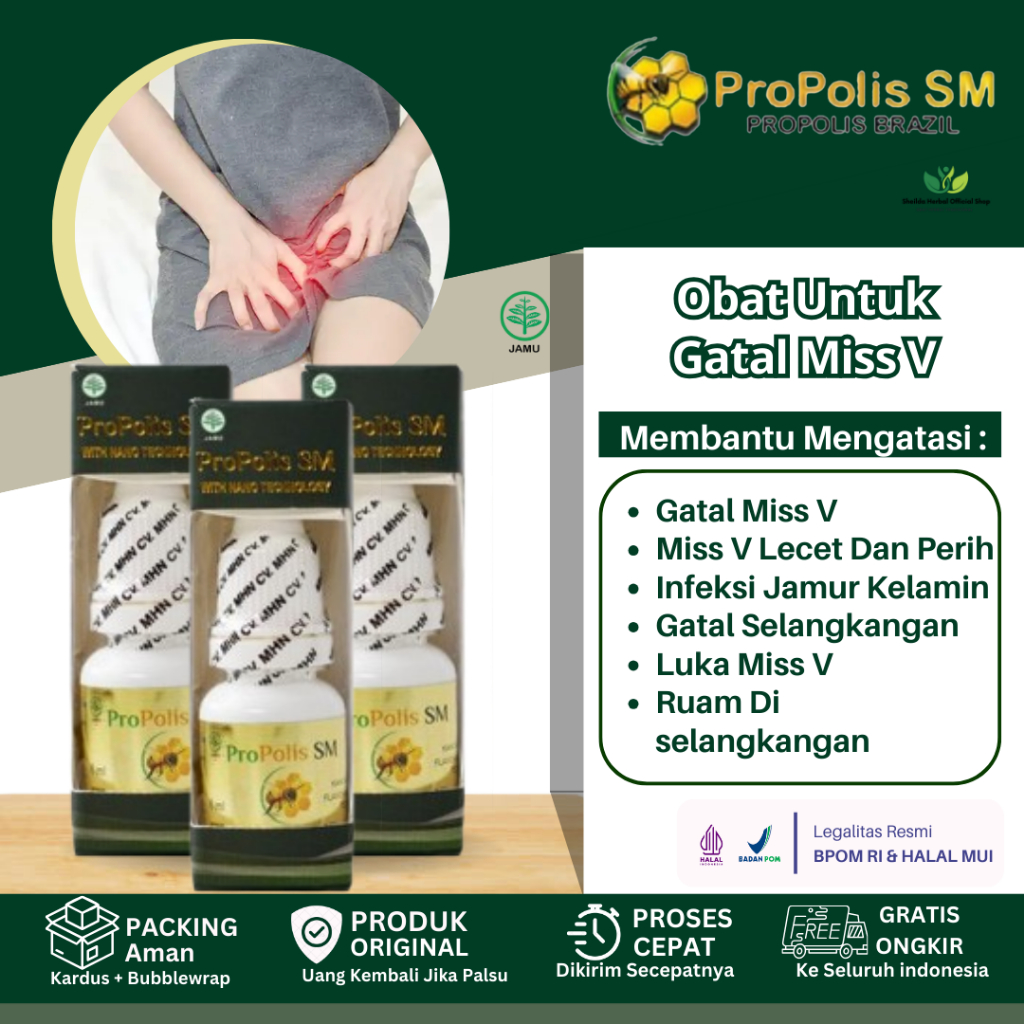 Propolis SM Gatal Miss V, Gatal Infeksi Jamur Kelamin, Obat Gatal Kelamin Wanita, Salep Gatal Kemalu