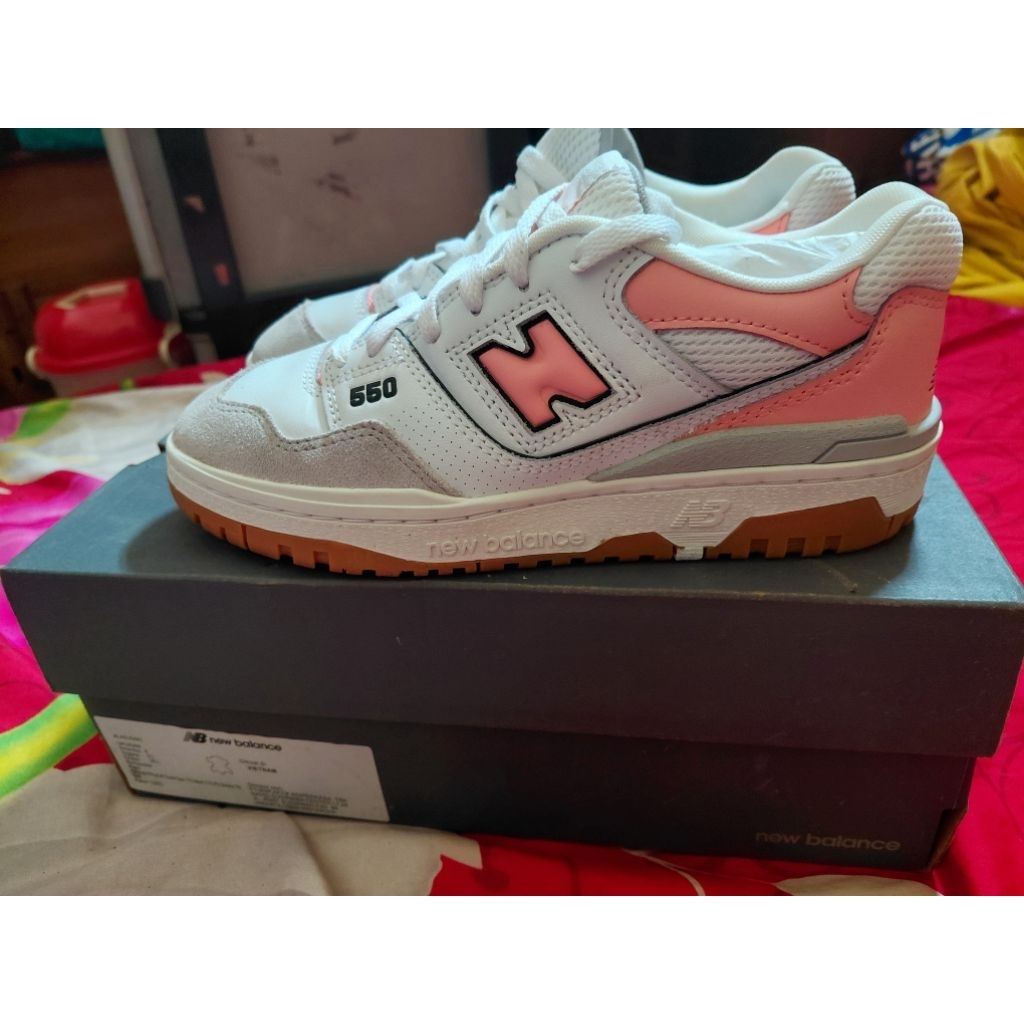 [1x PAKAI] NEW BALANCE 550 PINK WHITE GREY size 38.5 ori pt map