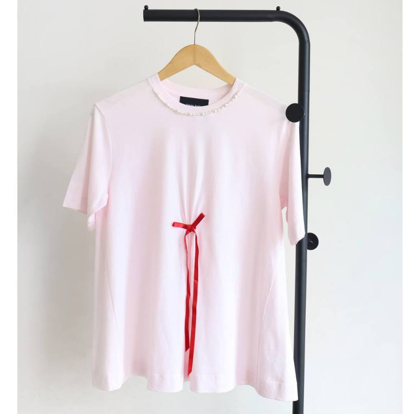 Simone Rocha A-line tshirt with bow pearl in pink