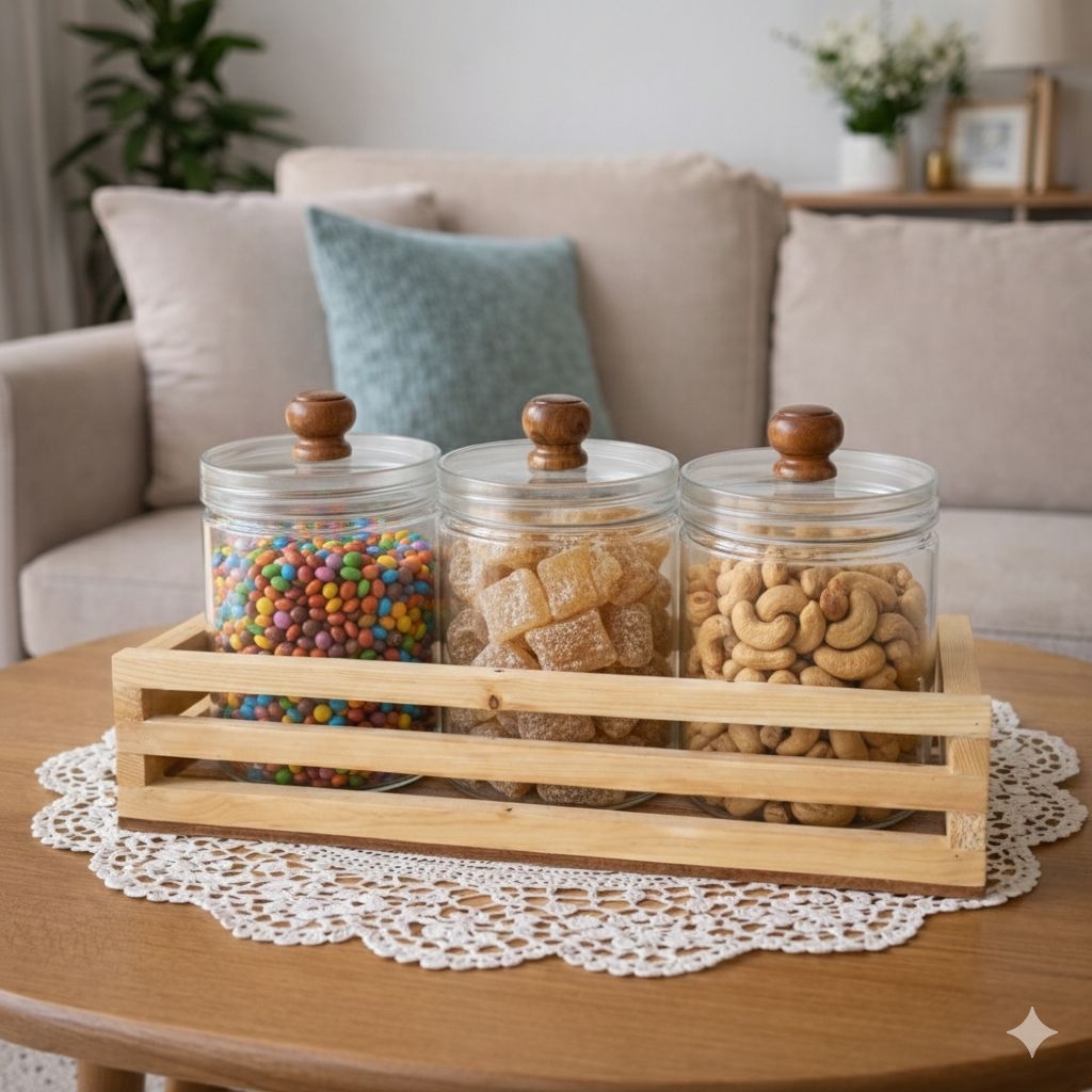 Rak kayu plus 3 Toples cantik nyaa//Toples kue Lebaran//Toples Bumbu dapur