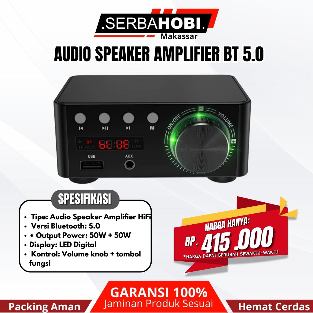 Mini Audio Amplifier Bluetooth 5.0 Suara Jernih Bass Mantap
