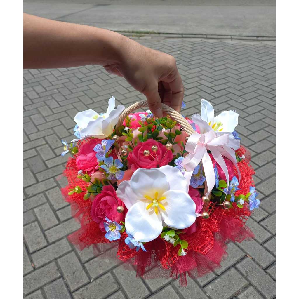 Rangkaian bunga keranjang rotan Lc-123