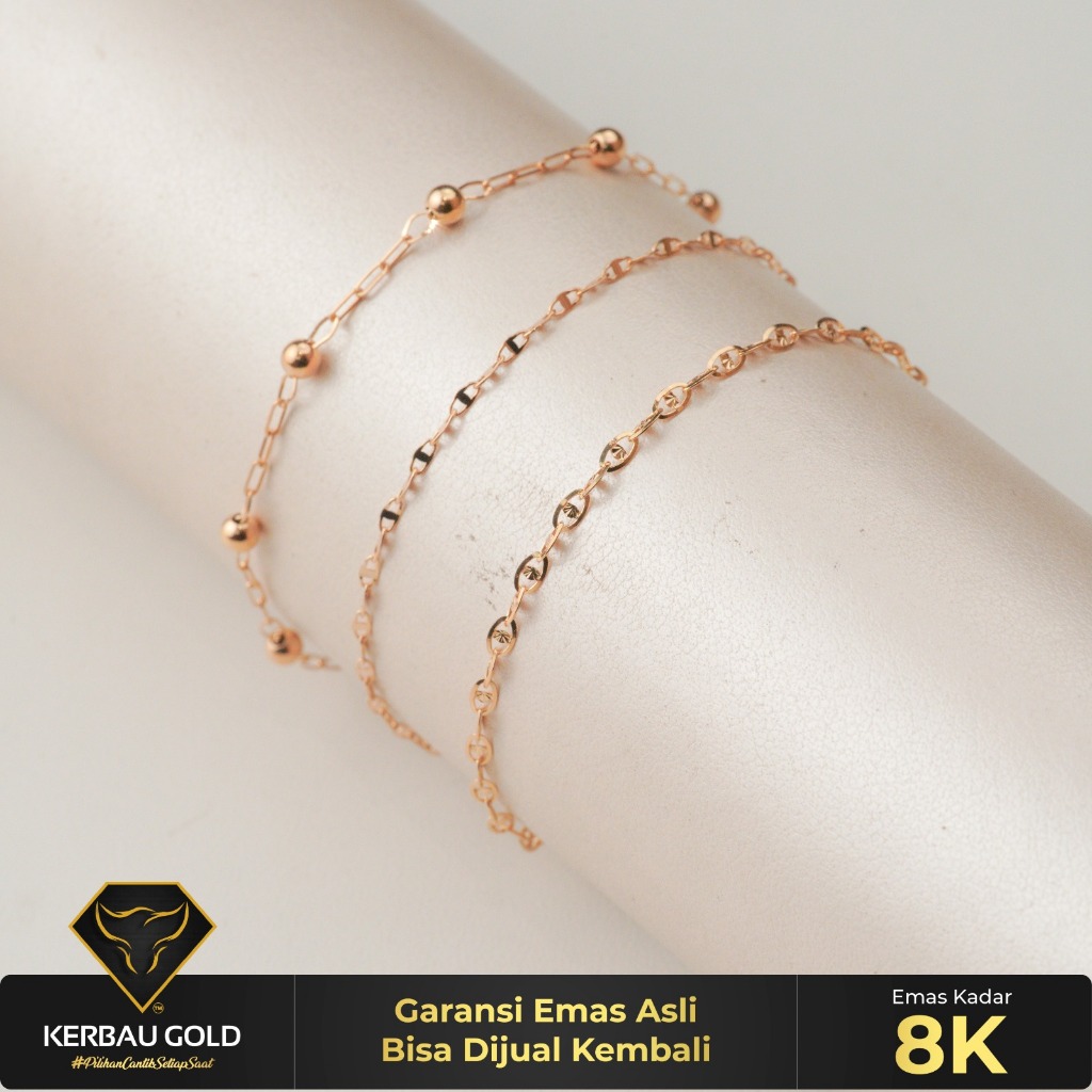 [Kerbau Gold] Gelang Emas Cute Simple 8K - Emas Asli 100%