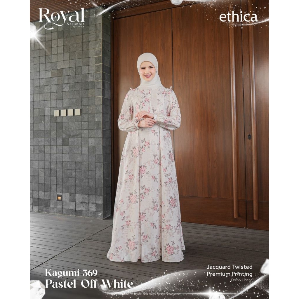 GAMIS/DRESS DEWASA ETHICA TERBARU MOTIF MEWAH ELEGANT KAGUMI 369 PASTEL OFF WHITE