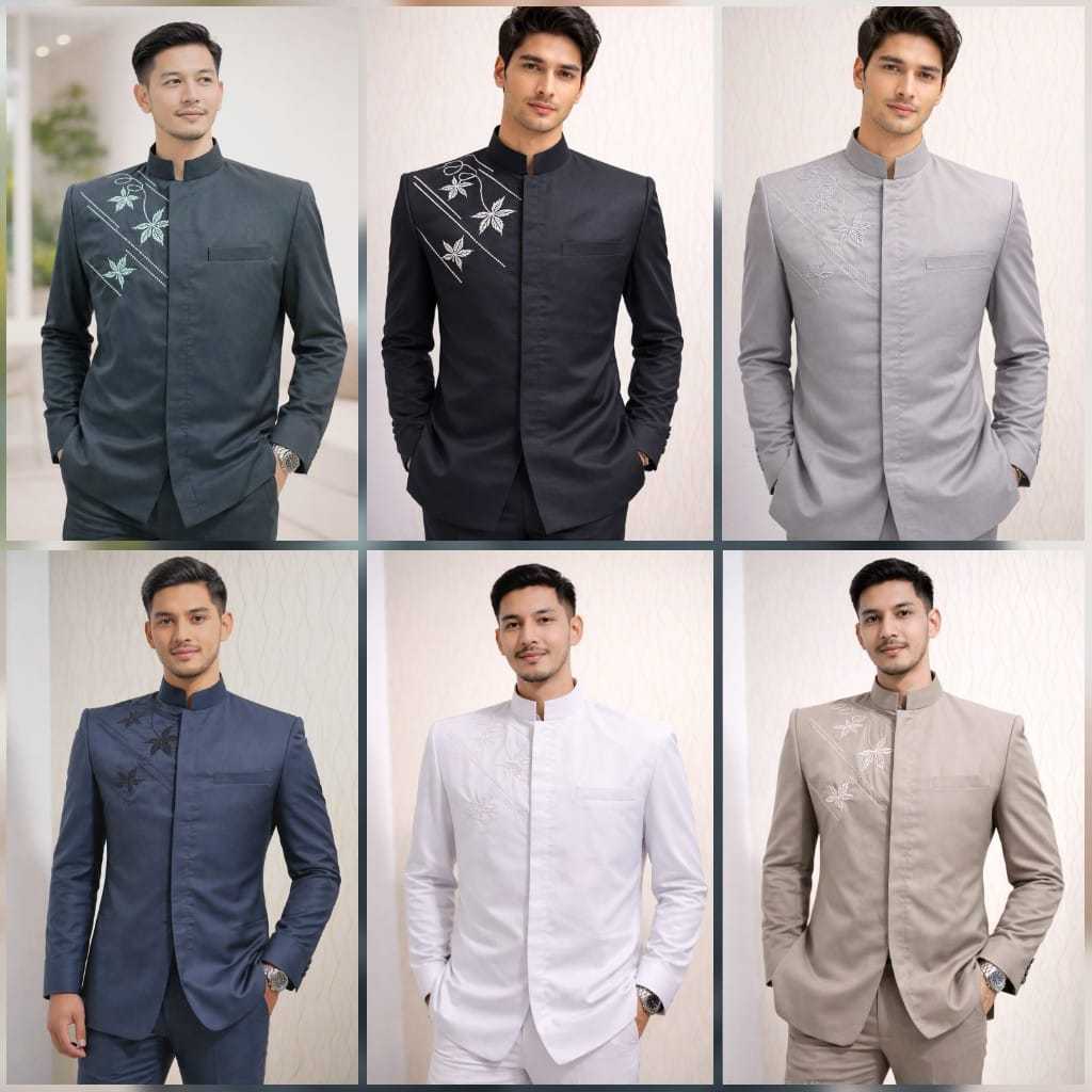 New... Jasko Pria Dewasa Baju Muslim Jas Koko Bordir Motif Leaf Style J26 By Jasco Tasik Original