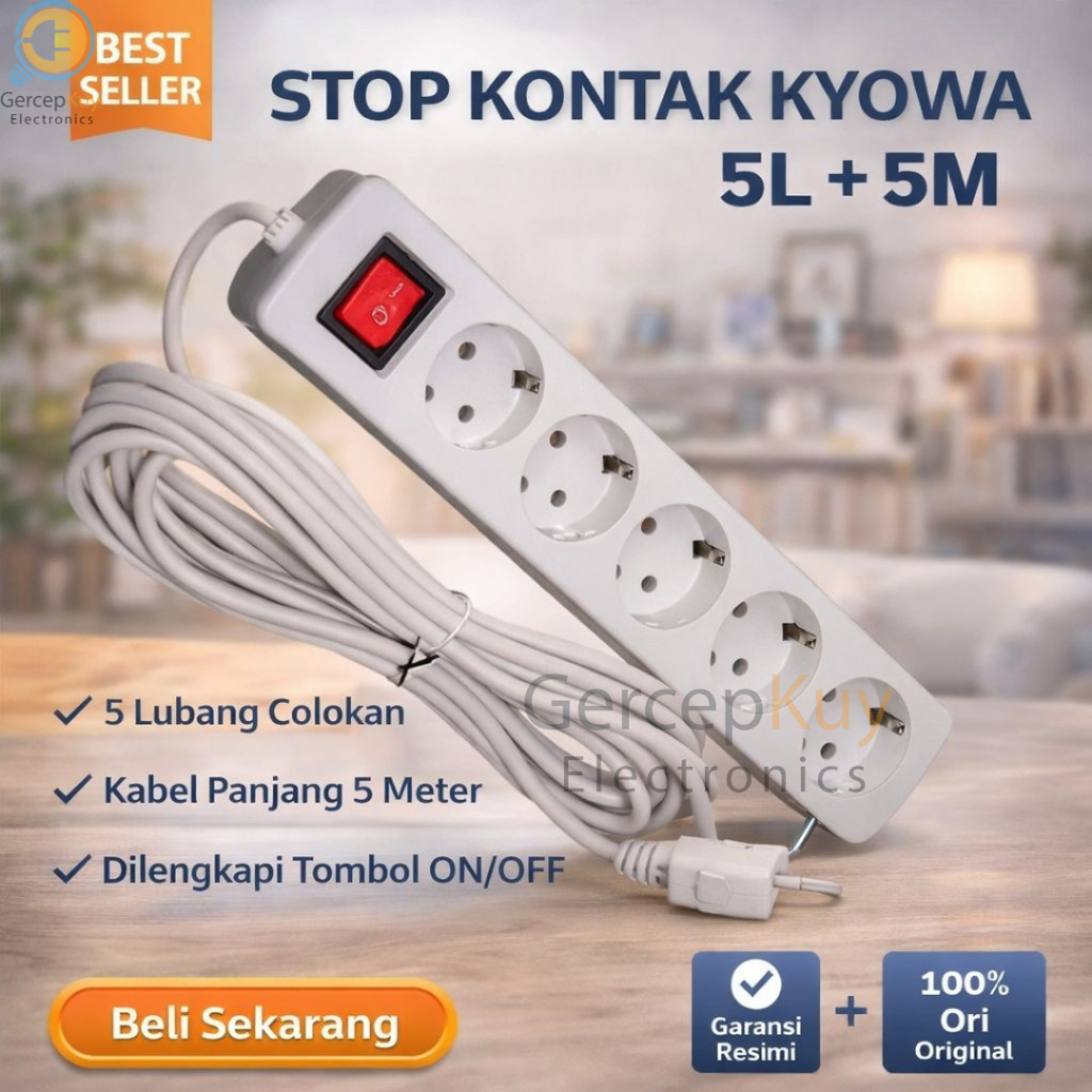Stop Kontak Kyowa 5 Lubang 5 Meter
