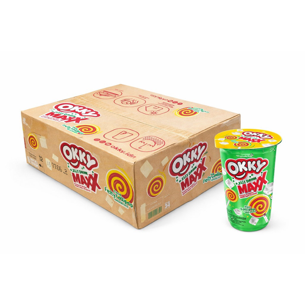 1 KARTON - Okky Jelly Drink Maxx Fruity Lollipop (200ml x 24)