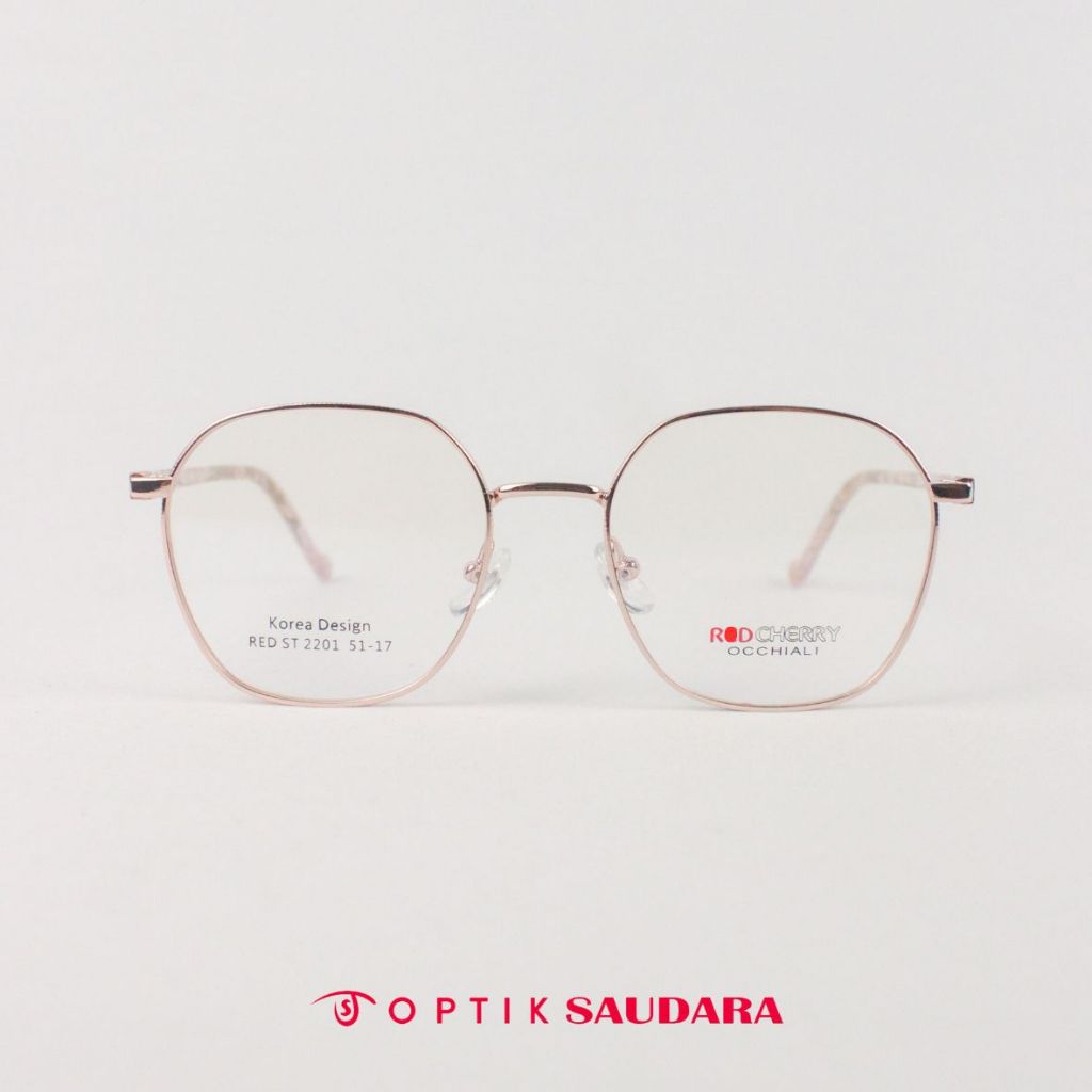 Optik Saudara - Frame Red Cherry - Kacamata Korea Bulat F RED ST2201 C4 51