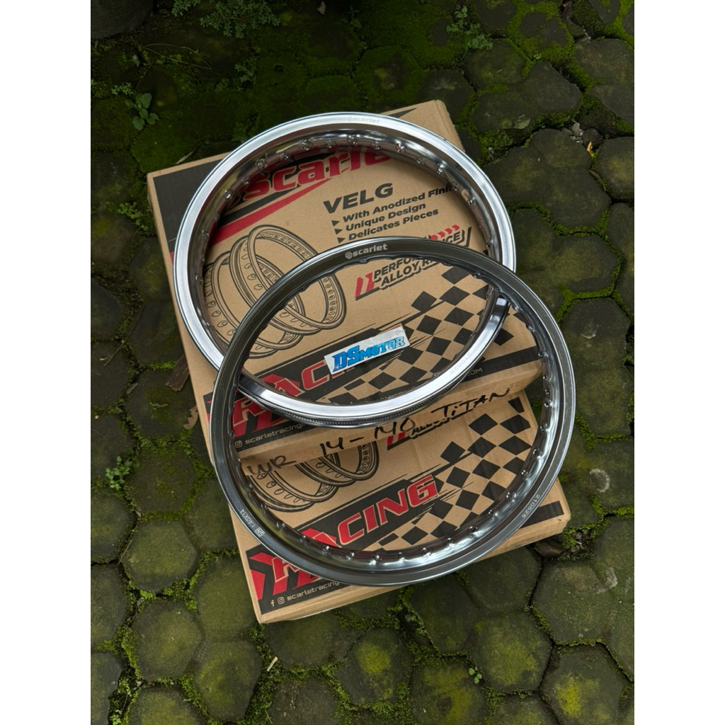 velg velk velek JARI JARI SCARLET RACING RING14 R14 UKURAN 140 160 HITAM GLOSS GLOSSY MIROR TITANIUM
