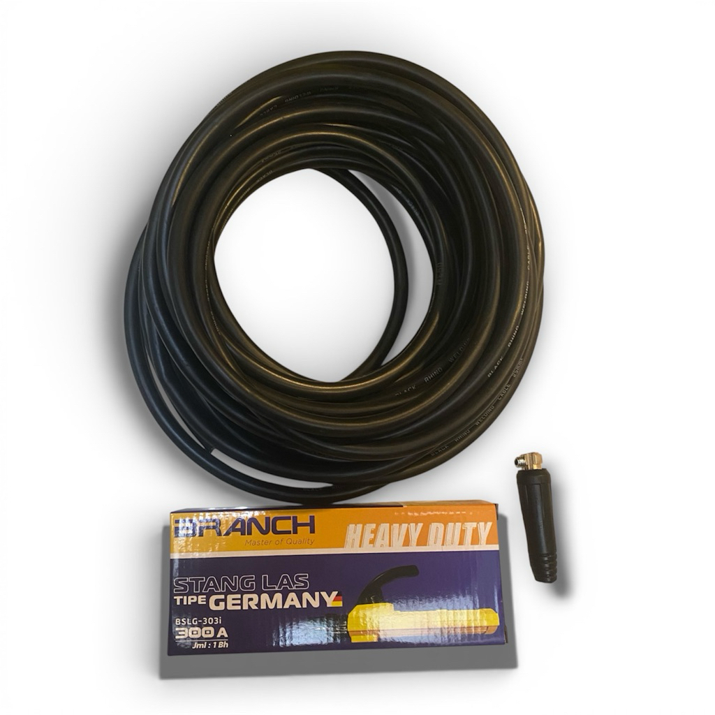Paket kabel las komplit 25Mm - stang las 300 amper komplit - kabel las set stang las