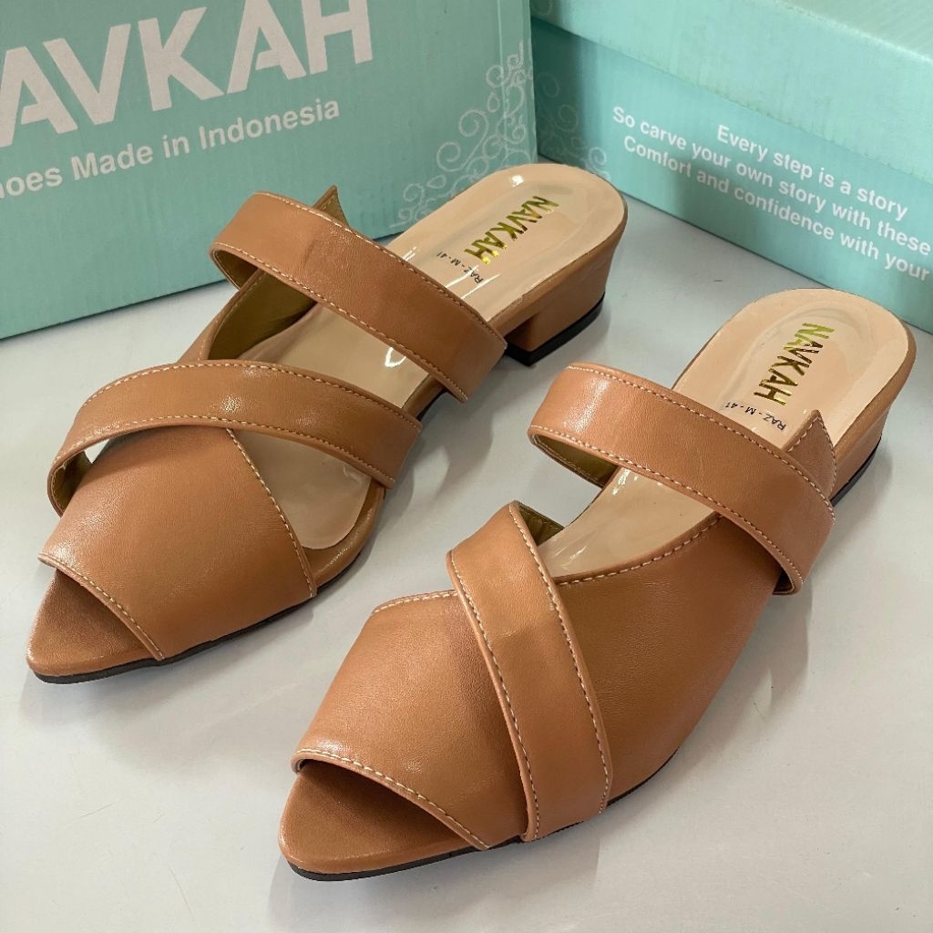 Navkah K21/Sendal Selop Heels Wanita [ Heels Slipper Sandal ] Heels 3cm