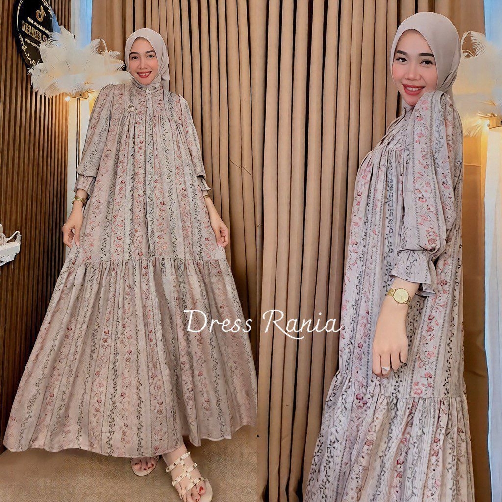 Gamis Rayya Series Gamis Rayon Jumbo Rayon Diamond Motif Bunga Lengan Balon Lengan Panjang