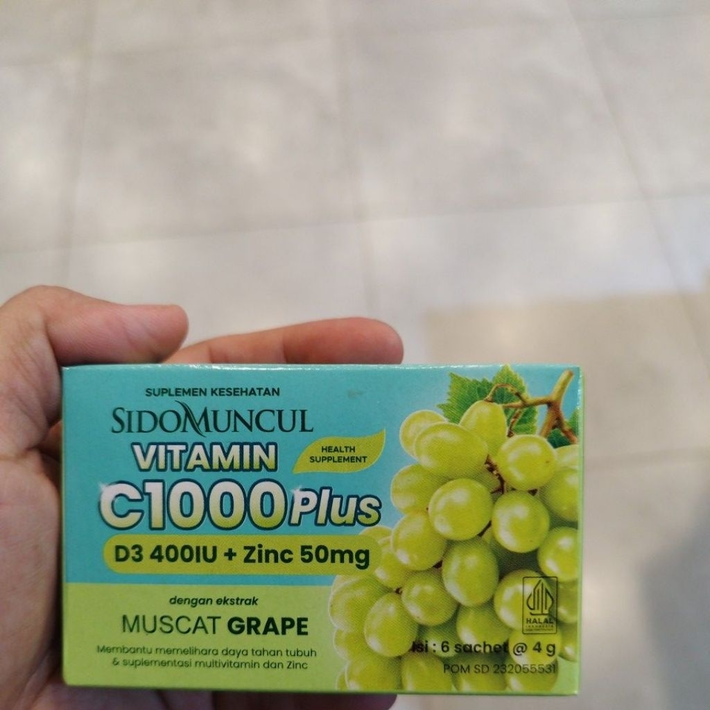 Minuman Serbuk Vitamin C 1000 Sidomuncul rasa Anggur ijo 1Pack isi 6Saset