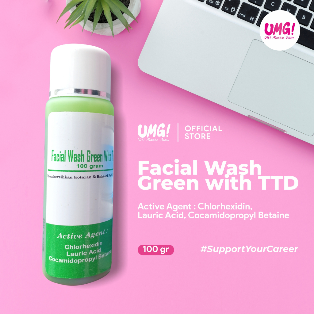 UMG Ulti Matte Glow (100ml) facial wash green with TTO (acne)