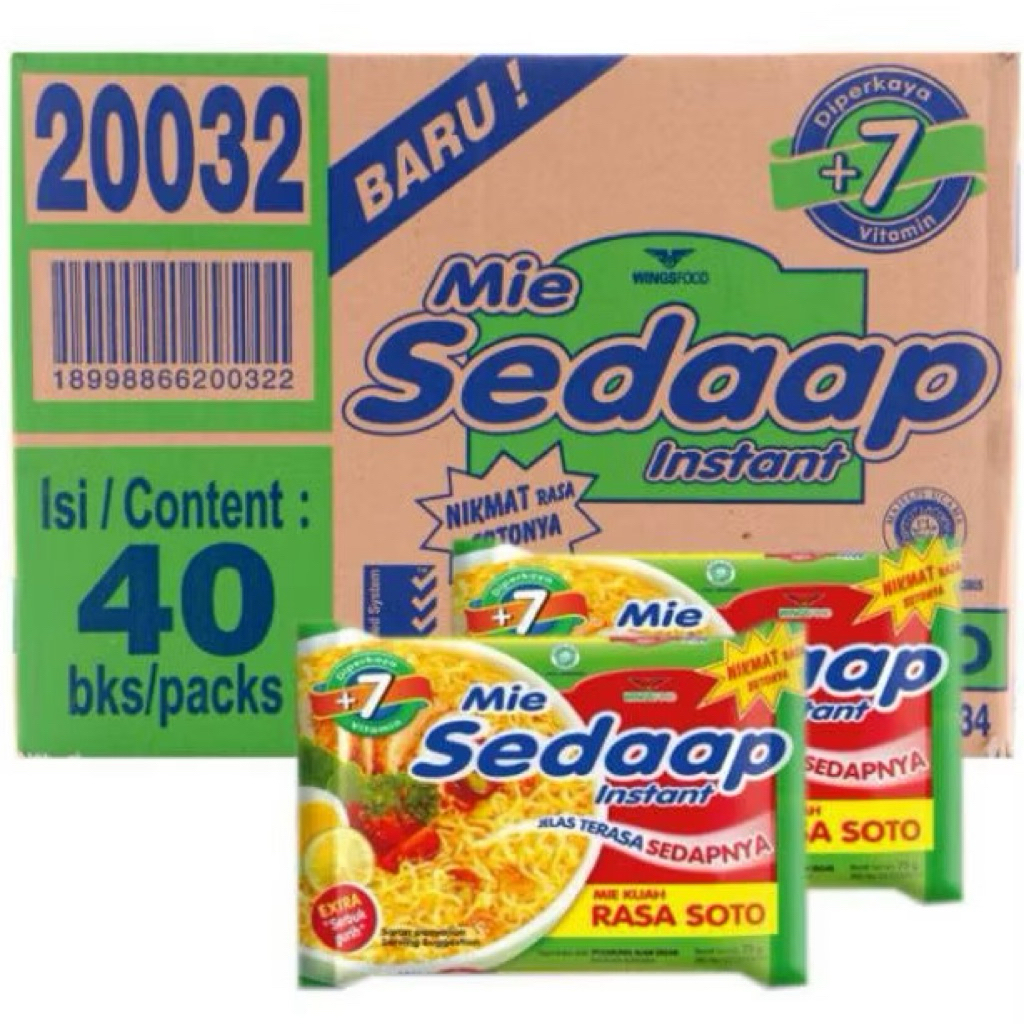 MIE SEDAP SOTO-MIE SEDAP RASA SOTO KEMASAN 1 DUS -MIE SEDAP  SOTOISI 40 pax