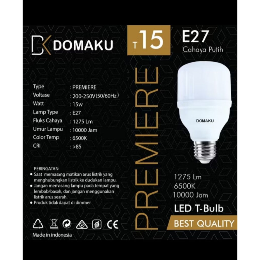 Lampu Led Domaku Premiere / Lampu Led Kapsul 15 Watt