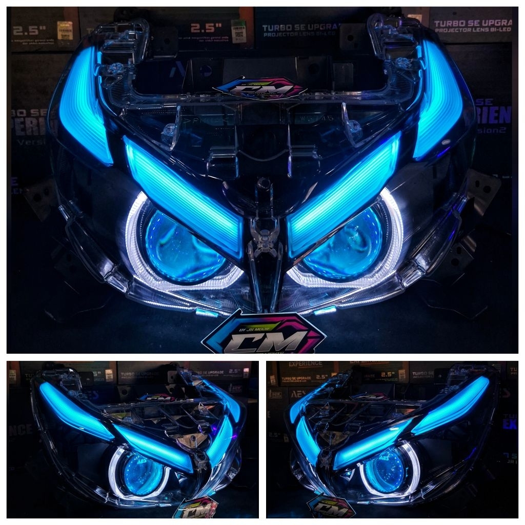BILED HEADLAMP SET LAMPU DEPAN SET CUSTOM BILED AES EXPERIENCE BULLAES LAMPU ALIS DRL YAMAHA AEROX N