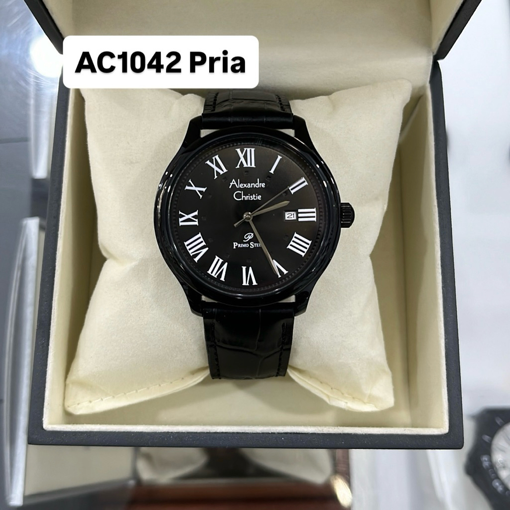 Jam Alexandre Christie AC 1042 Pria Hitam Kulit