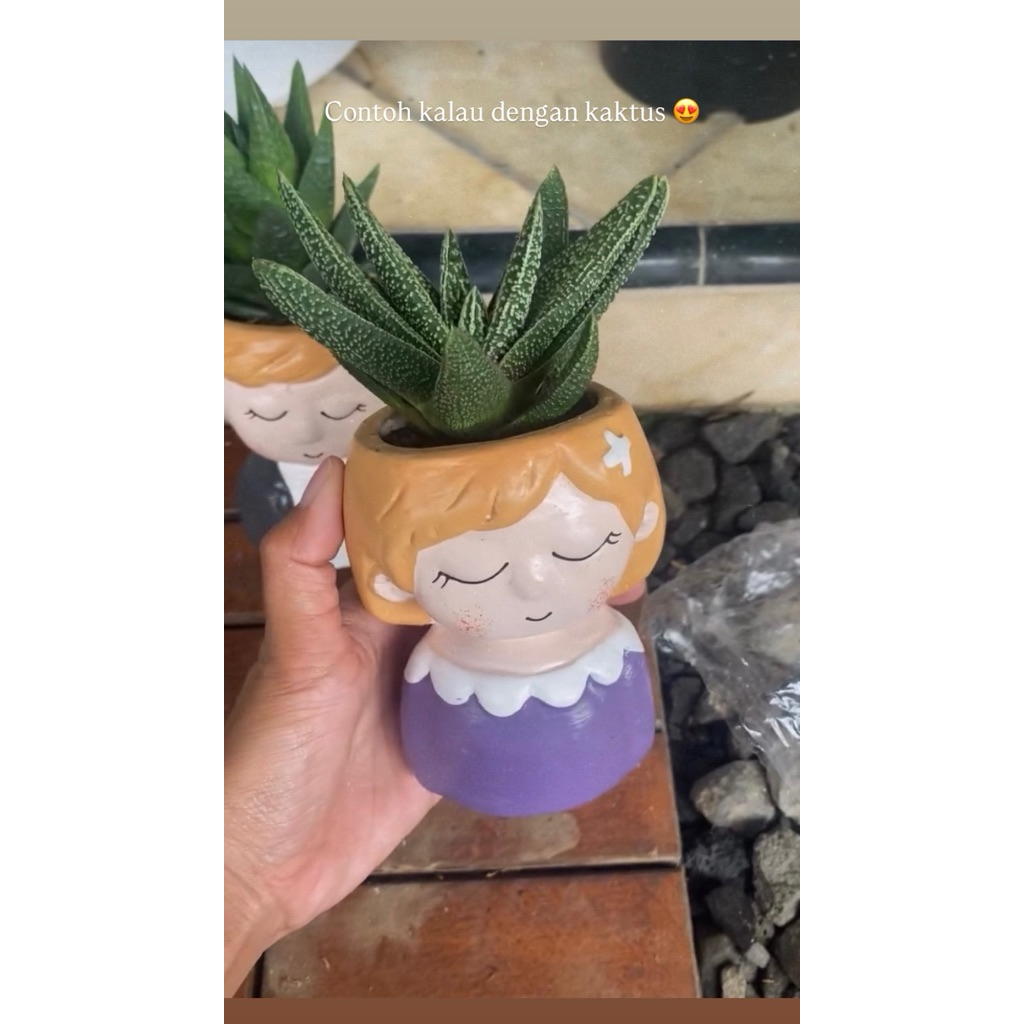 Pot gerabah karakter - pot gerabah boneka - KHUSUS INSTANT