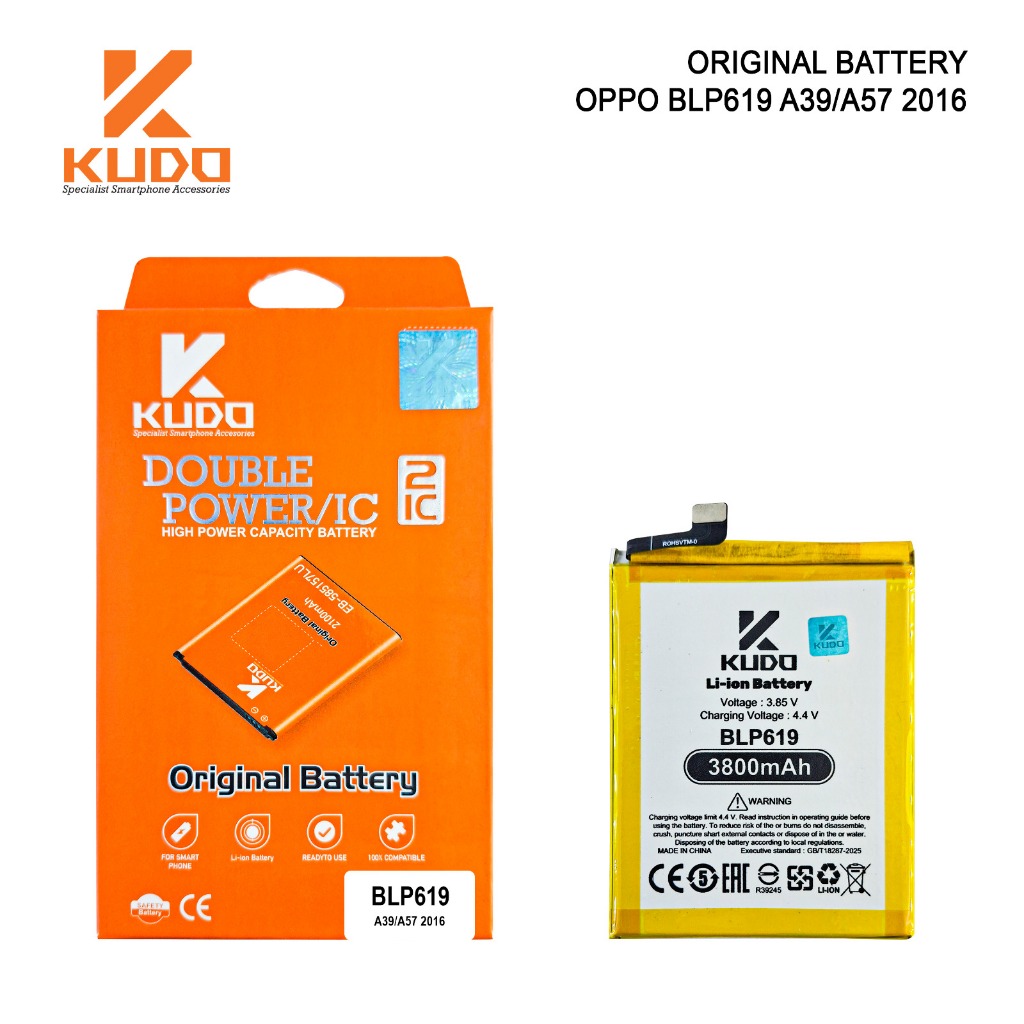 Baterai Oppo A39 A57 BLP619 KUDO Original Double Power Battery Batre Oppo A39 A57