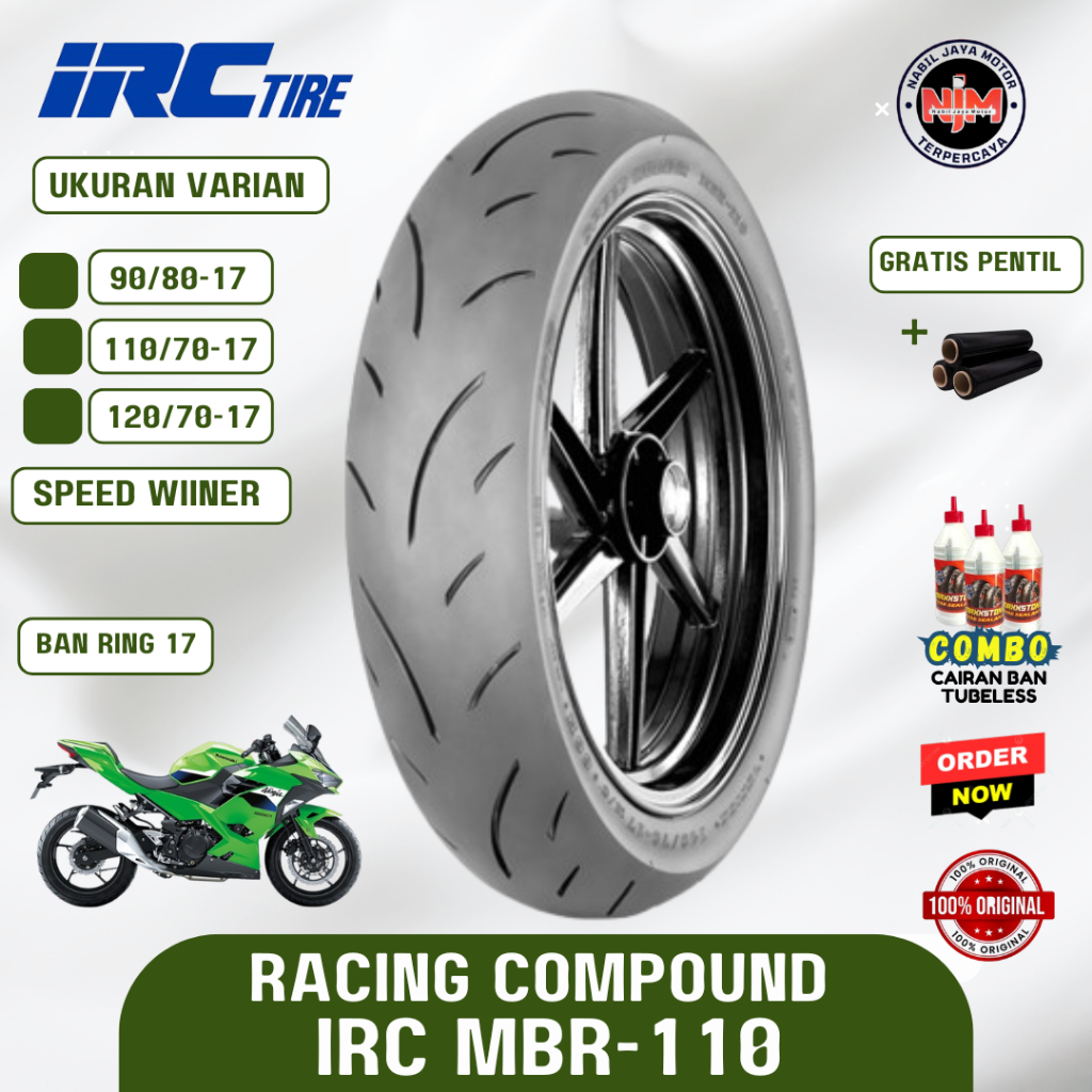 Ban Tubles Motor R15,Cbr150//Ban IRC MBR-110 90/80-17//Ban Tubeless