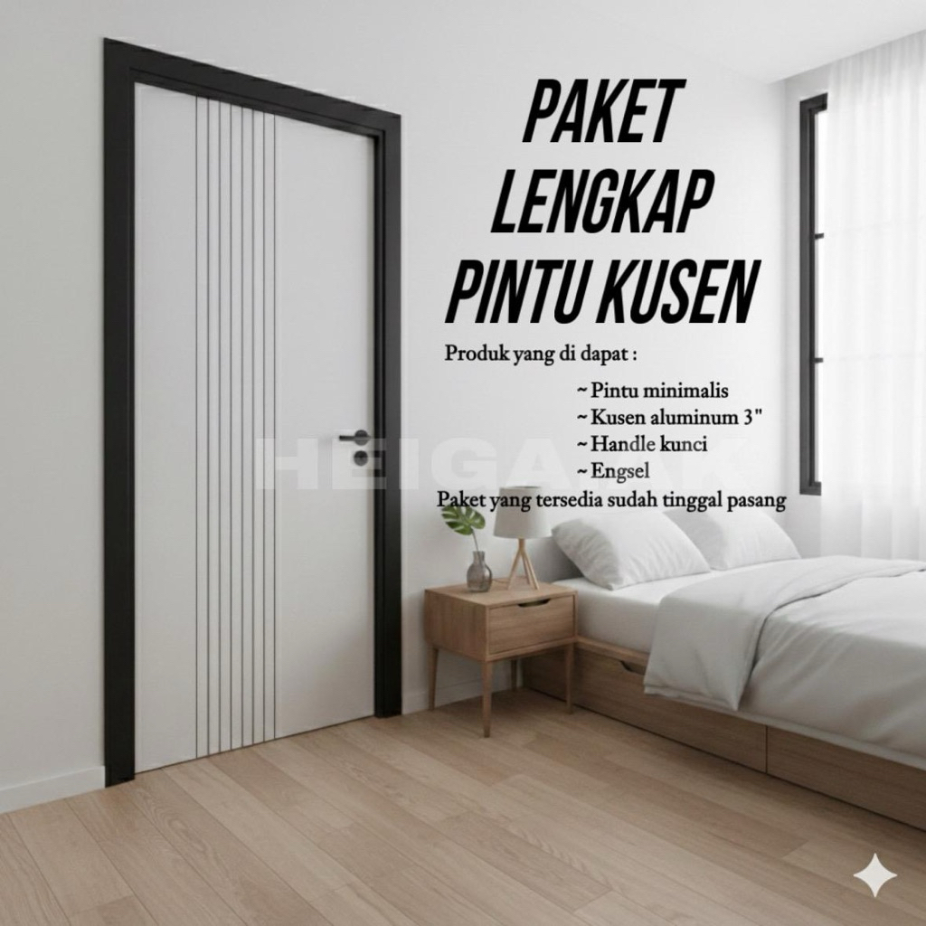 Paket Lengkap Pintu Plus Kusen Aluminium Lengkap / Pintu Plus Kusen Aluminium Lengkap / 1 Paket Pint